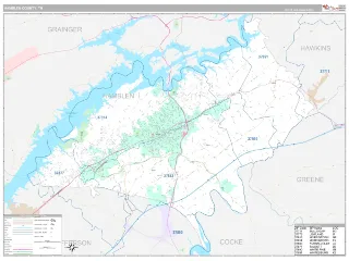 Hamblen County, TN Classic style ZIP Code wall map