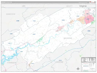Hawkins County, TN Classic style ZIP Code wall map