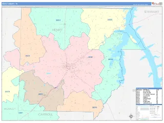 Henry County, TN ColorCast style ZIP Code wall map