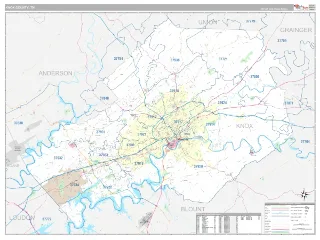 Knox County, TN Classic style ZIP Code wall map
