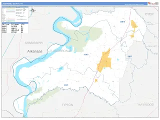 Lauderdale County, TN Business Reference style ZIP Code wall map