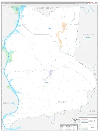 Perry County, TN Classic style ZIP Code wall map