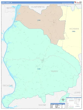Perry County, TN ColorCast style ZIP Code wall map