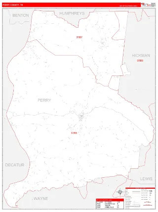 Perry County, TN RedLine style ZIP Code wall map
