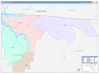 Pickett County, TN ColorCast style ZIP Code wall map
