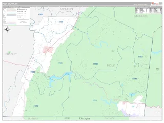 Polk County, TN Classic style ZIP Code wall map