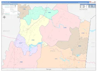 Polk County, TN ColorCast style ZIP Code wall map
