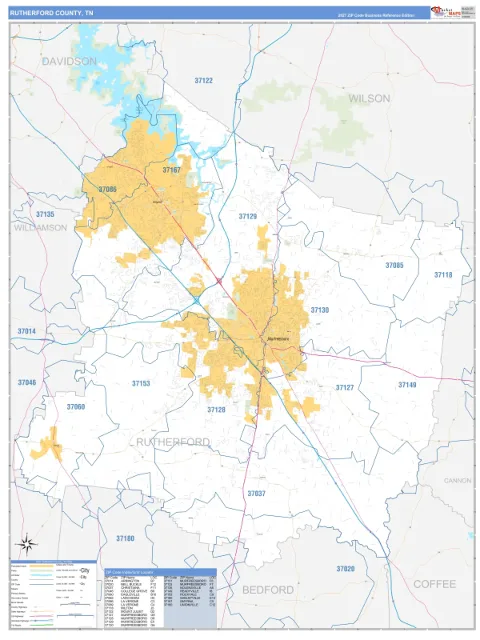 Rutherford County, TN map