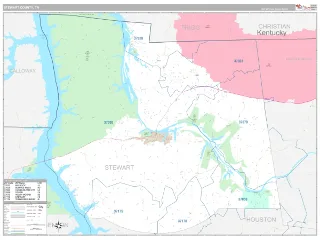 Stewart County, TN Classic style ZIP Code wall map