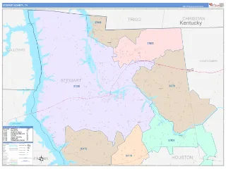 Stewart County, TN ColorCast style ZIP Code wall map