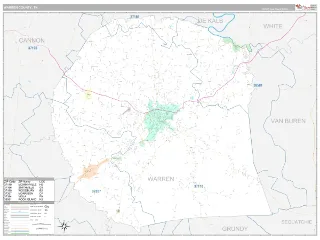 Warren County, TN Classic style ZIP Code wall map