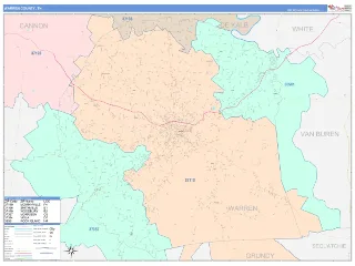 Warren County, TN ColorCast style ZIP Code wall map