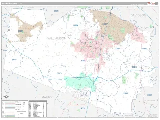 Williamson County, TN Classic style ZIP Code wall map