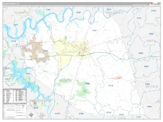 Wilson County, TN Classic style ZIP Code wall map