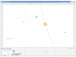 Andrews County, TX Business Reference style ZIP Code wall map
