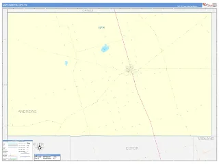 Andrews County, TX ColorCast style ZIP Code wall map
