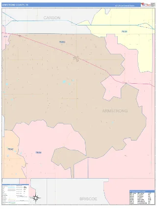 Armstrong County, TX ColorCast style ZIP Code wall map