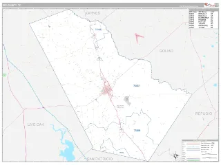 Bee County, TX Classic style ZIP Code wall map