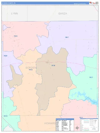 Borden County, TX ColorCast style ZIP Code wall map