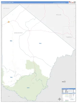 Brewster County, TX Business Reference style ZIP Code wall map