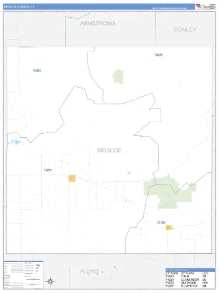 Briscoe County, TX Business Reference style ZIP Code wall map
