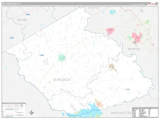 Burleson County, TX Classic style ZIP Code wall map
