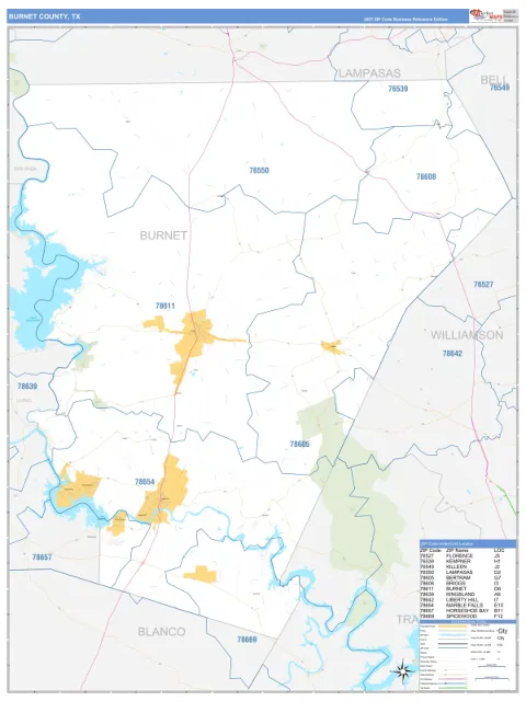 Burnet County, TX map