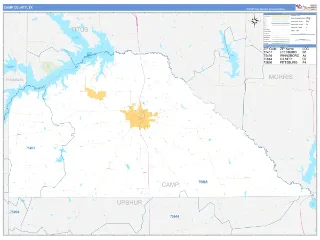 Camp County, TX Business Reference style ZIP Code wall map