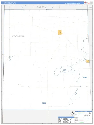Cochran County, TX Business Reference style ZIP Code wall map