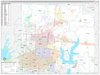 Collin County, TX Classic style ZIP Code wall map