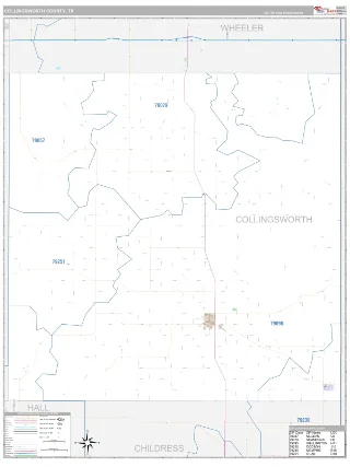 Collingsworth County, TX Classic style ZIP Code wall map