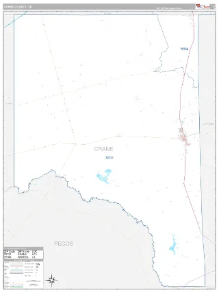 Crane County, TX Classic style ZIP Code wall map