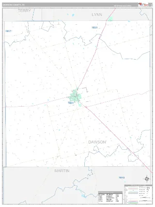 Dawson County, TX Classic style ZIP Code wall map