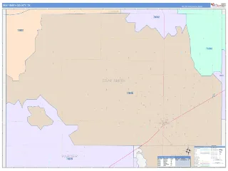 Deaf Smith County, TX ColorCast style ZIP Code wall map