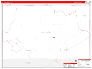 Deaf Smith County, TX RedLine style ZIP Code wall map