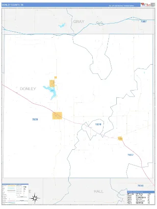 Donley County, TX Business Reference style ZIP Code wall map