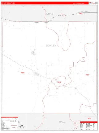 Donley County, TX RedLine style ZIP Code wall map