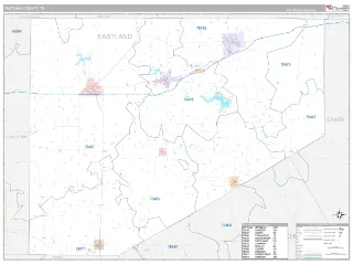 Eastland County, TX Classic style ZIP Code wall map