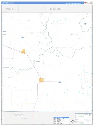 Floyd County, TX Business Reference style ZIP Code wall map