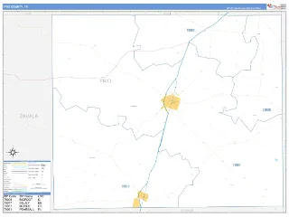 Frio County, TX Business Reference style ZIP Code wall map