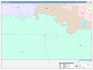 Gaines County, TX ColorCast style ZIP Code wall map
