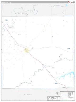 Garza County, TX Classic style ZIP Code wall map