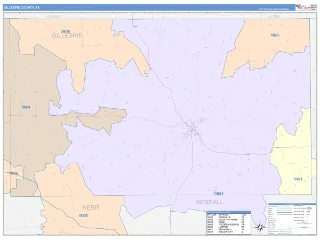 Gillespie County, TX ColorCast style ZIP Code wall map