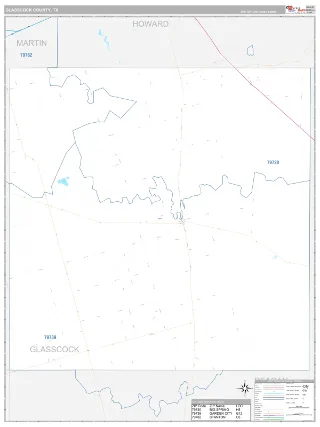 Glasscock County, TX Classic style ZIP Code wall map