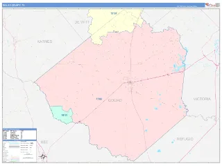 Goliad County, TX ColorCast style ZIP Code wall map