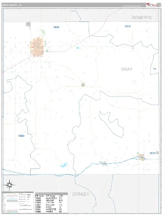 Gray County, TX Classic style ZIP Code wall map