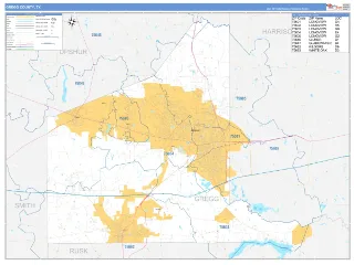 Gregg County, TX Business Reference style ZIP Code wall map
