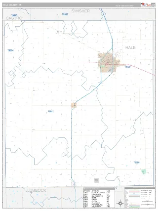 Hale County, TX Classic style ZIP Code wall map