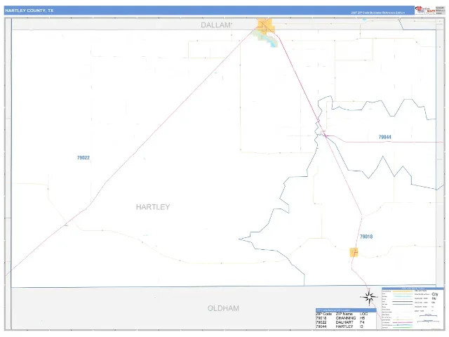 Hartley County, TX ZIP Code Wall Map, Business Reference style