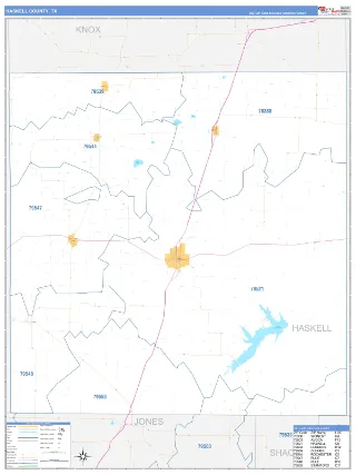 Haskell County, TX Business Reference style ZIP Code wall map